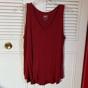 Maurices 24/7 Dark Red V-Neck Tank Top Sz L